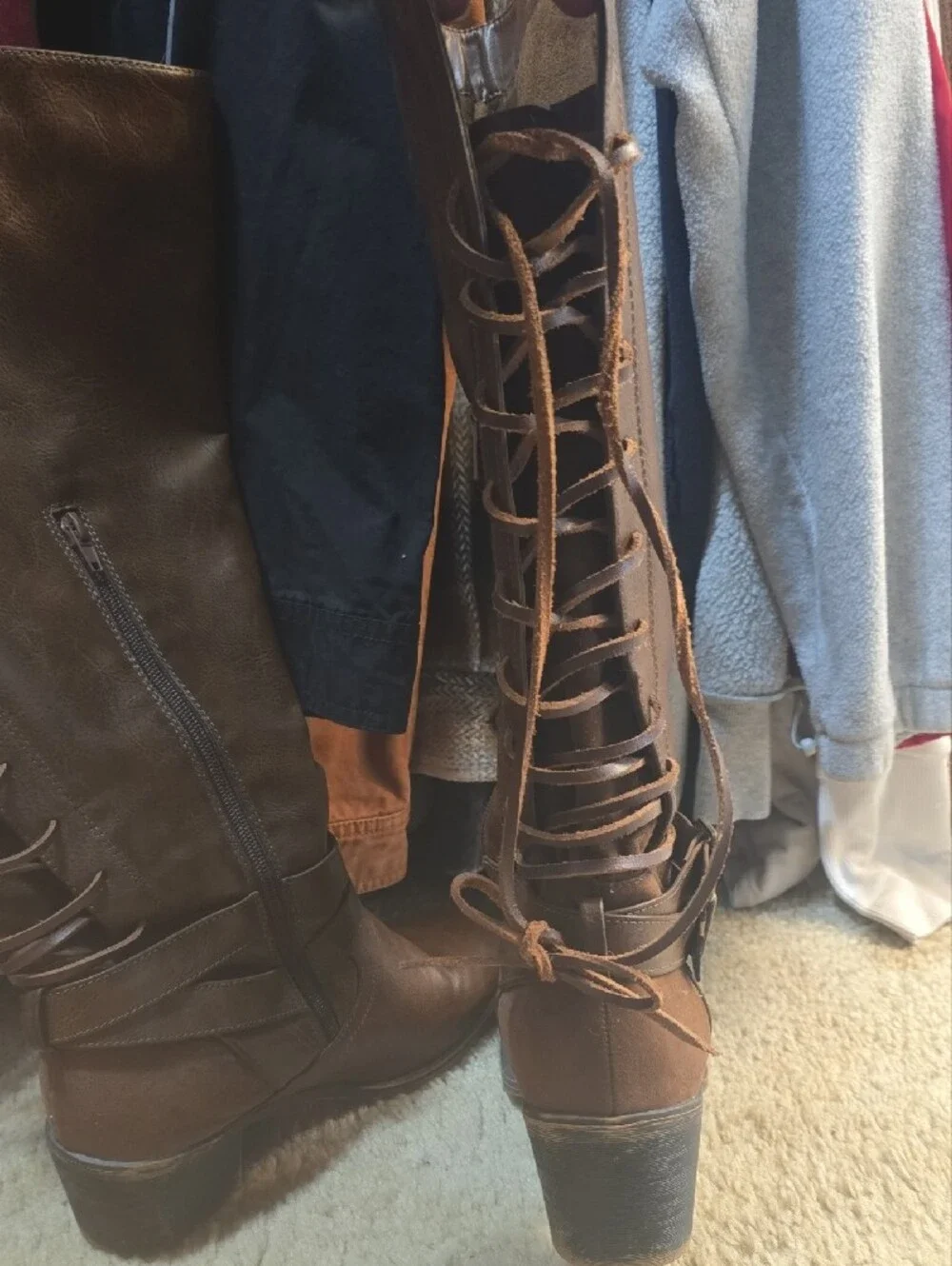 Women's Brown Knee-High Lace-Up Boots